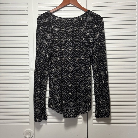 Lucky Brand Womens Small Multicolor Gauze Boho Print Long Sleeve Blouse Size S - Picture 7 of 7